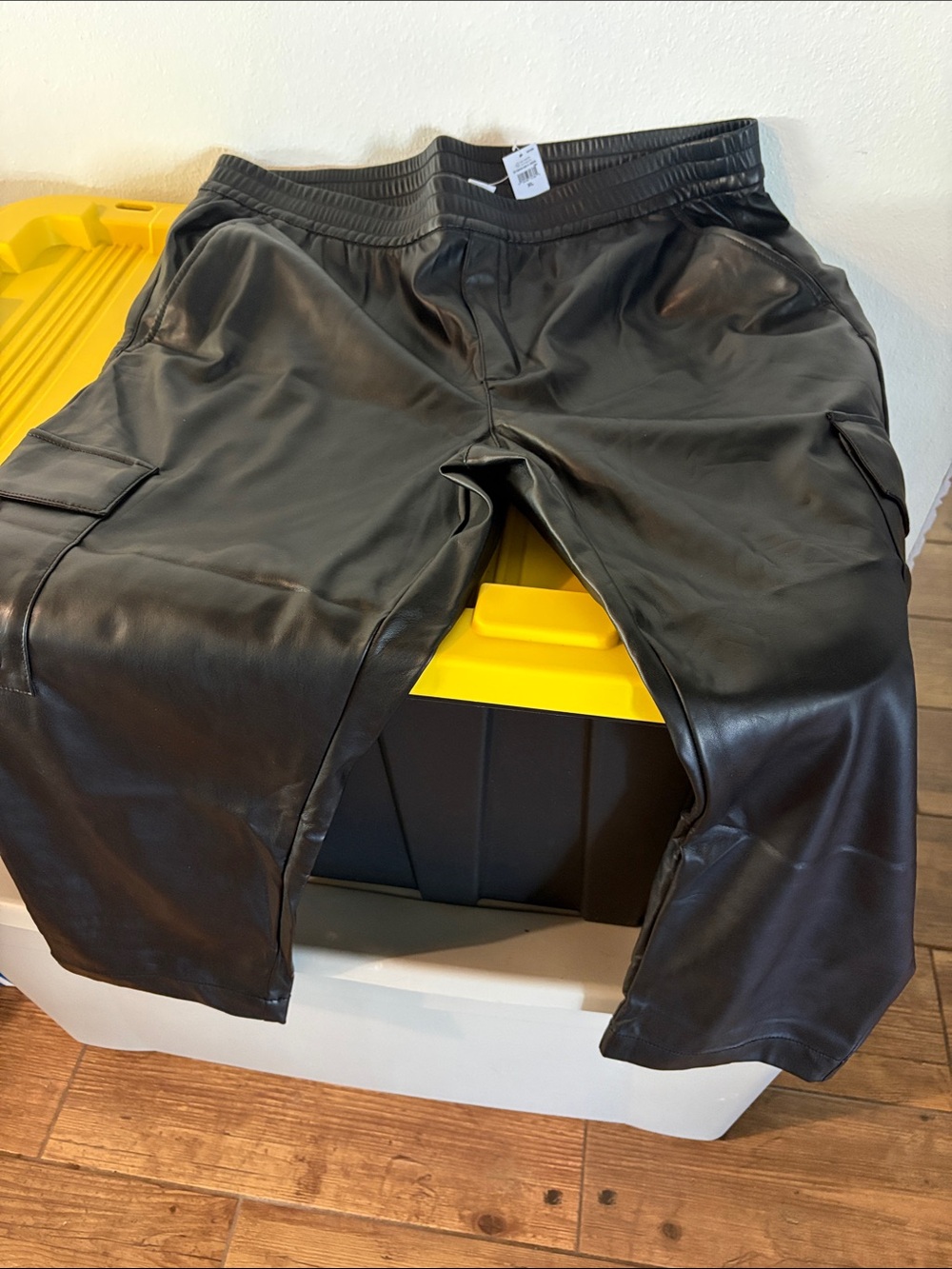GAP Black Faux Leather Jogger Pants